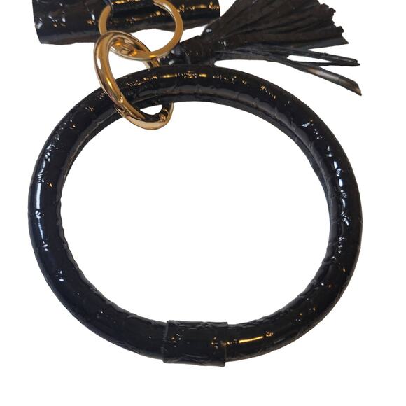 Black Wristlet Keychain Small Wallet Tassel - Picture 5 of 6